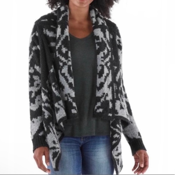 Prana Size Medium Gray Reversible Alberta Open Front Waterfall Cardigan sweater - Picture 2 of 7